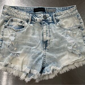 Aeropostale Faded Blue Frayed Hem Jean Shorts